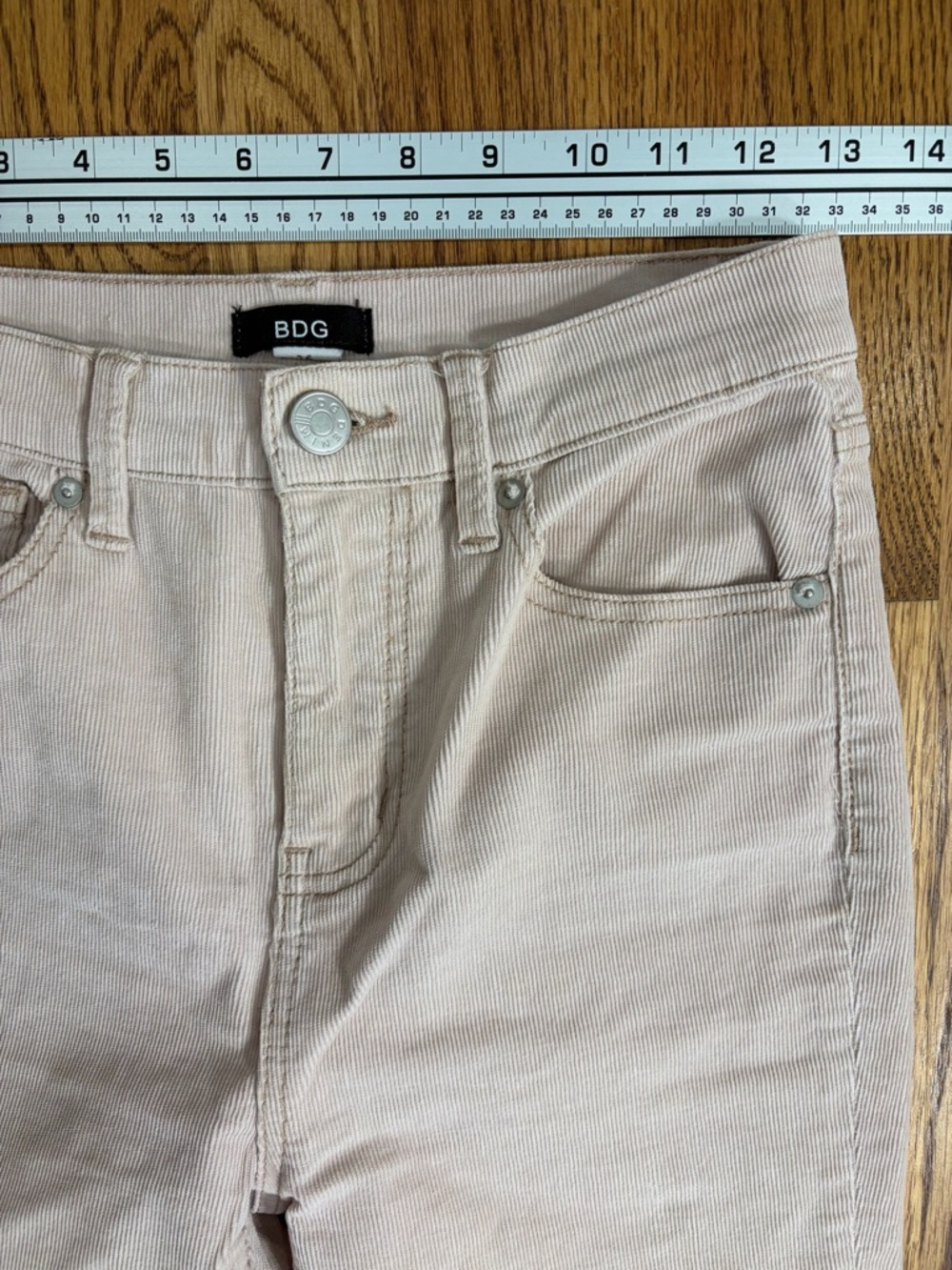BDG Pale Pink Corduroy Raw Hem Wide-Leg Pants (26) - Picture 5 of 8
